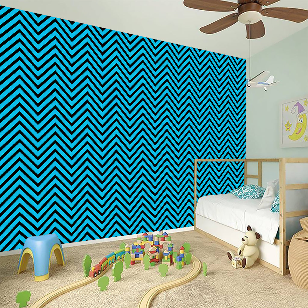 Black And Blue Chevron Pattern Print Wall Sticker