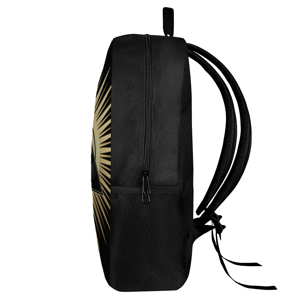 Black And Gold Eye of Providence Print 17 Inch Backpack