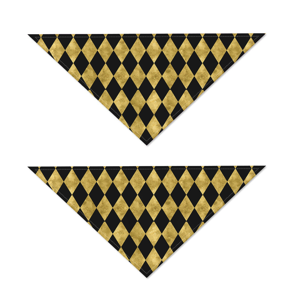 Black And Gold Harlequin Pattern Print Dog Bandana