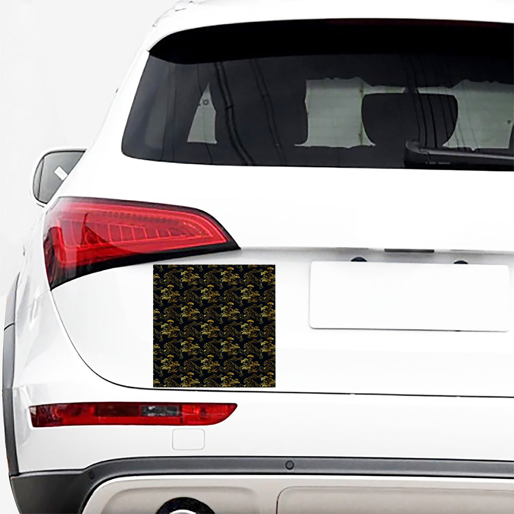 Black And Gold Japanese Tiger Print Car Sticker