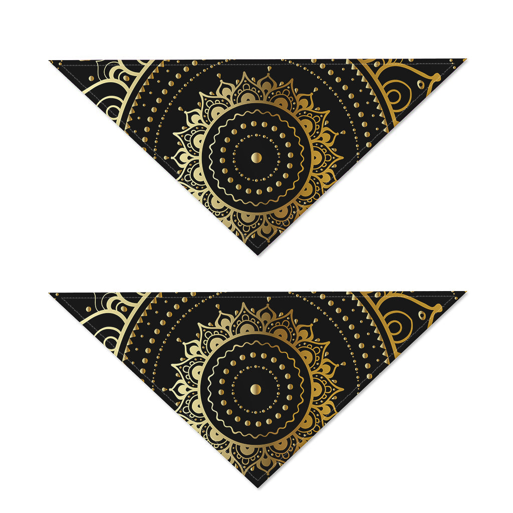 Black And Gold Mandala Print Dog Bandana