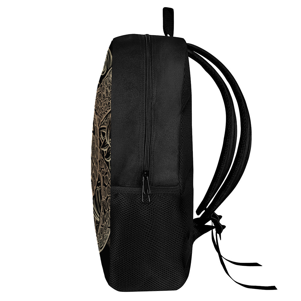 Black And Gold Sea Turtle Print 17 Inch Backpack