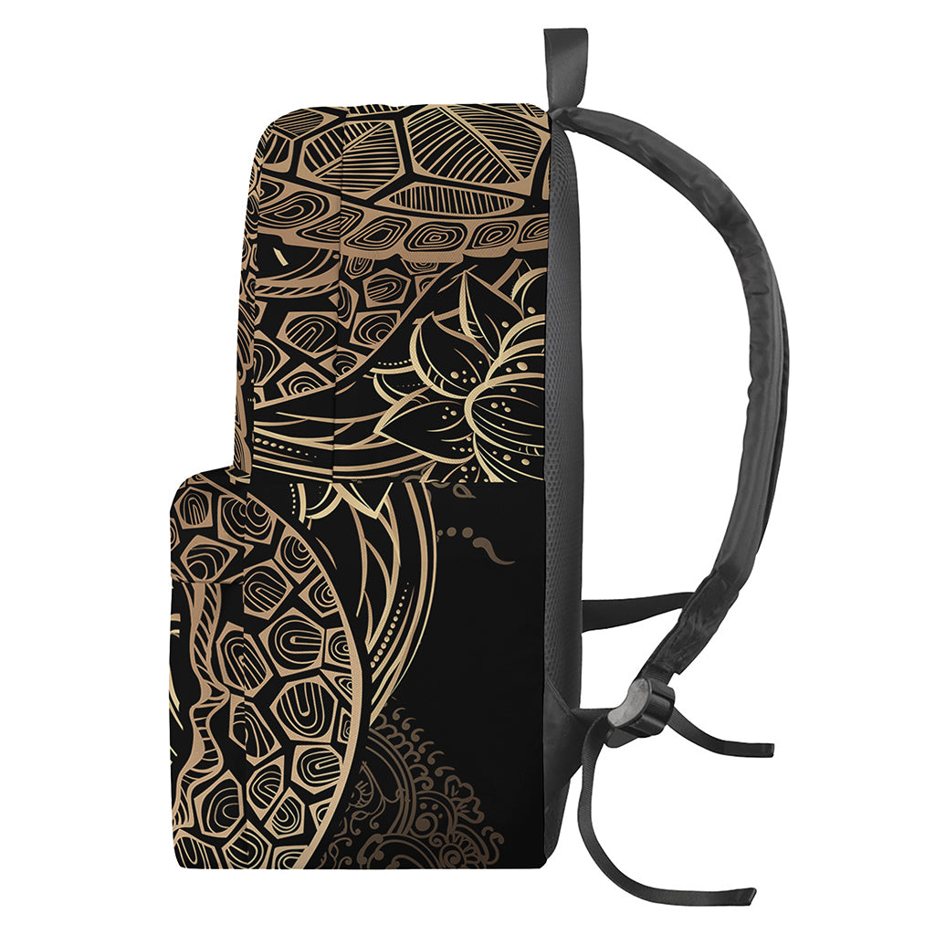Black And Gold Sea Turtle Print Backpack