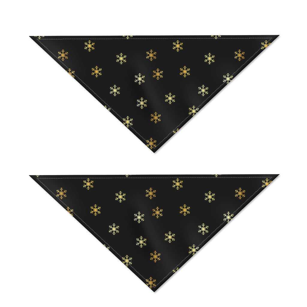 Black And Gold Snowflake Pattern Print Dog Bandana