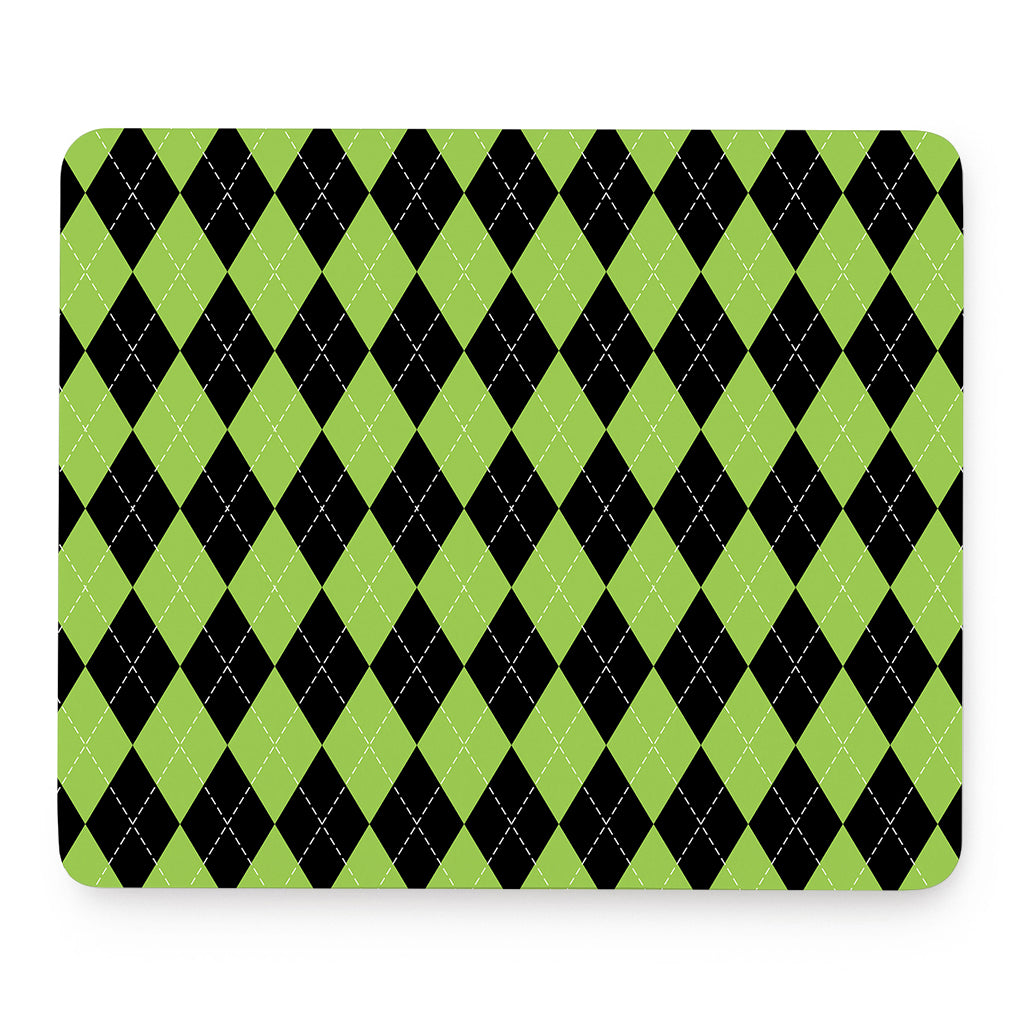 Black And Green Argyle Pattern Print Mouse Pad