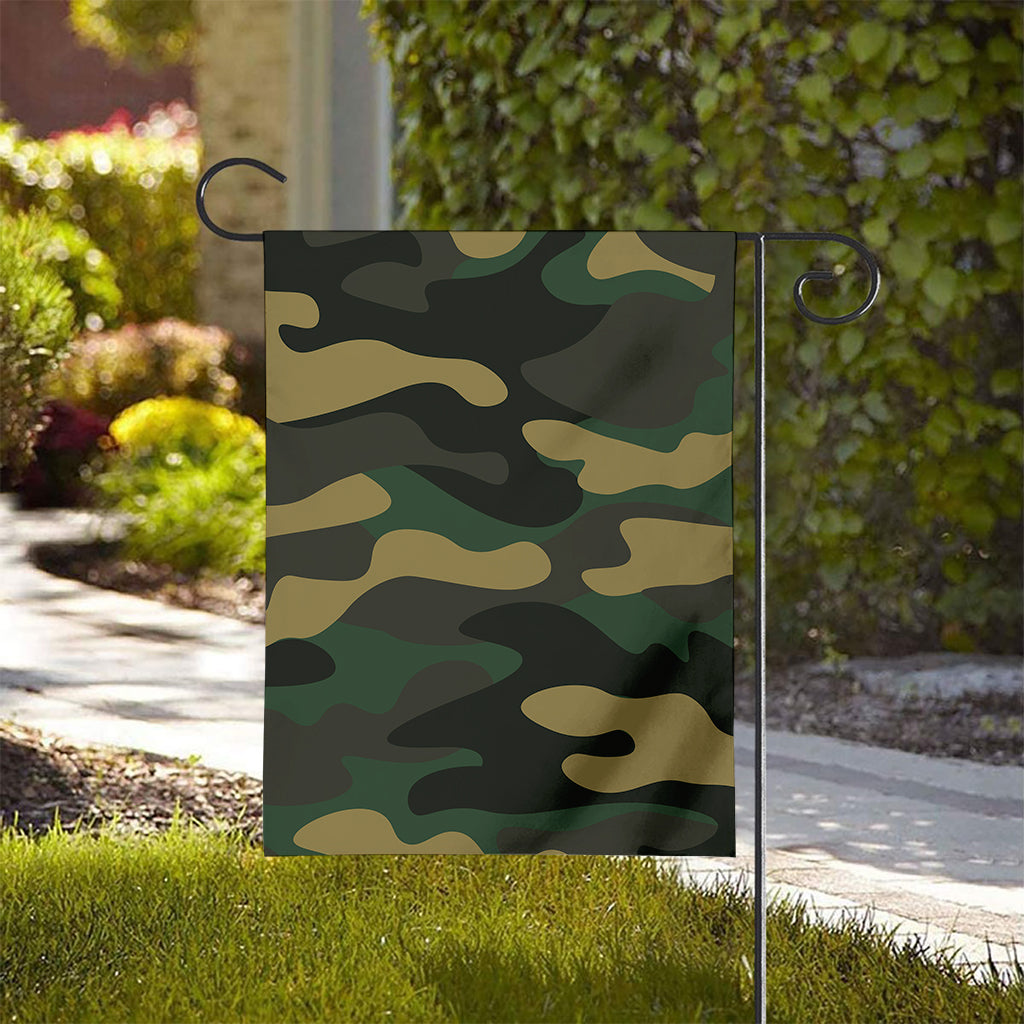 Black And Green Camouflage Print House Flag