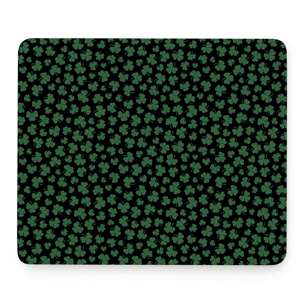 Black And Green Shamrock Pattern Print Mouse Pad