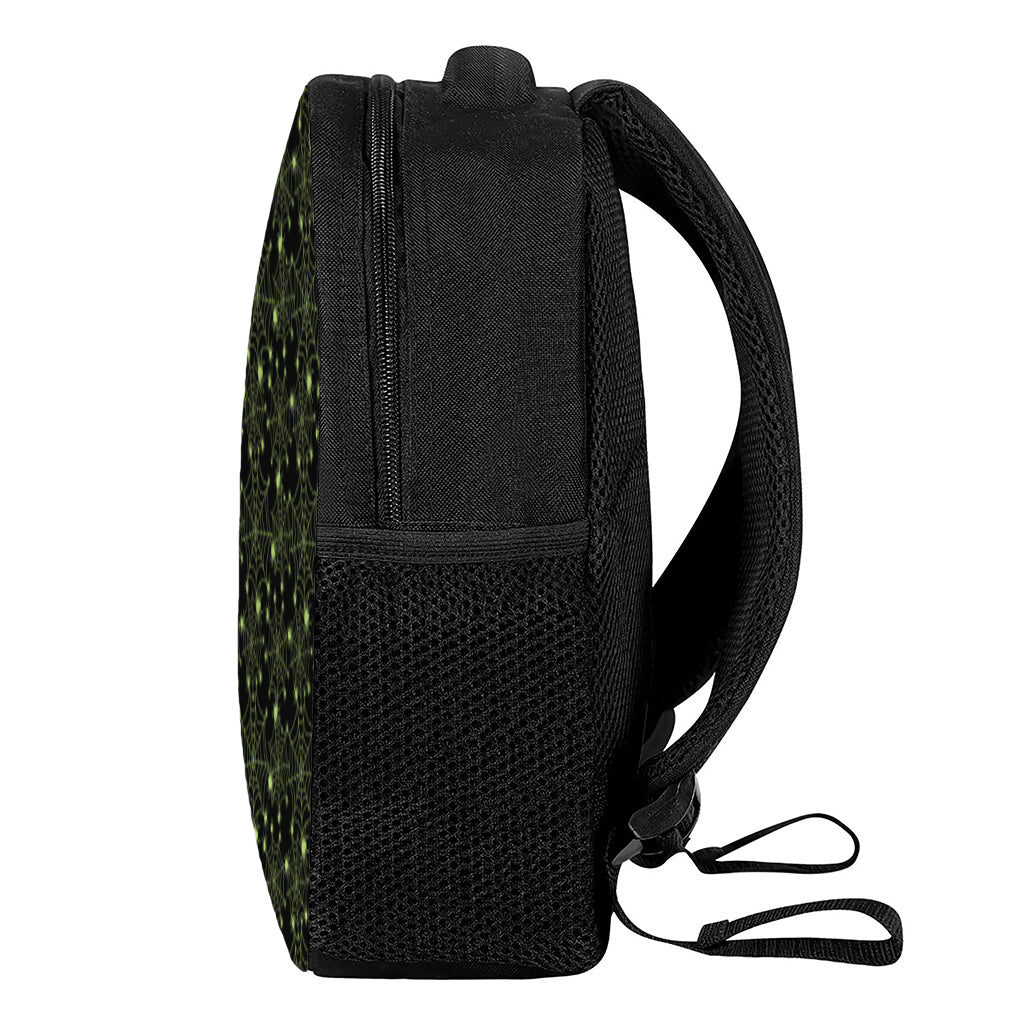 Black And Green Spider Web Pattern Print Casual Backpack