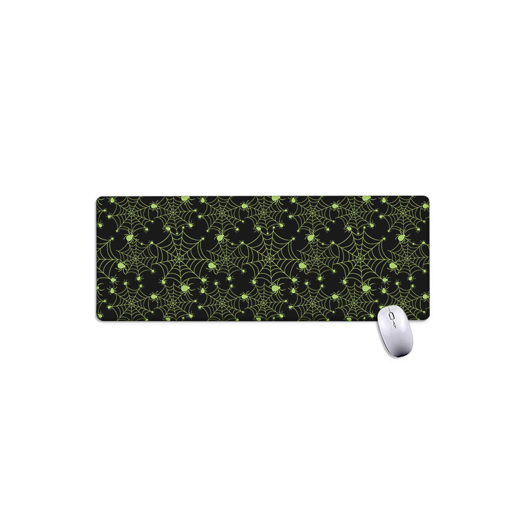 Black And Green Spider Web Pattern Print Extended Mouse Pad