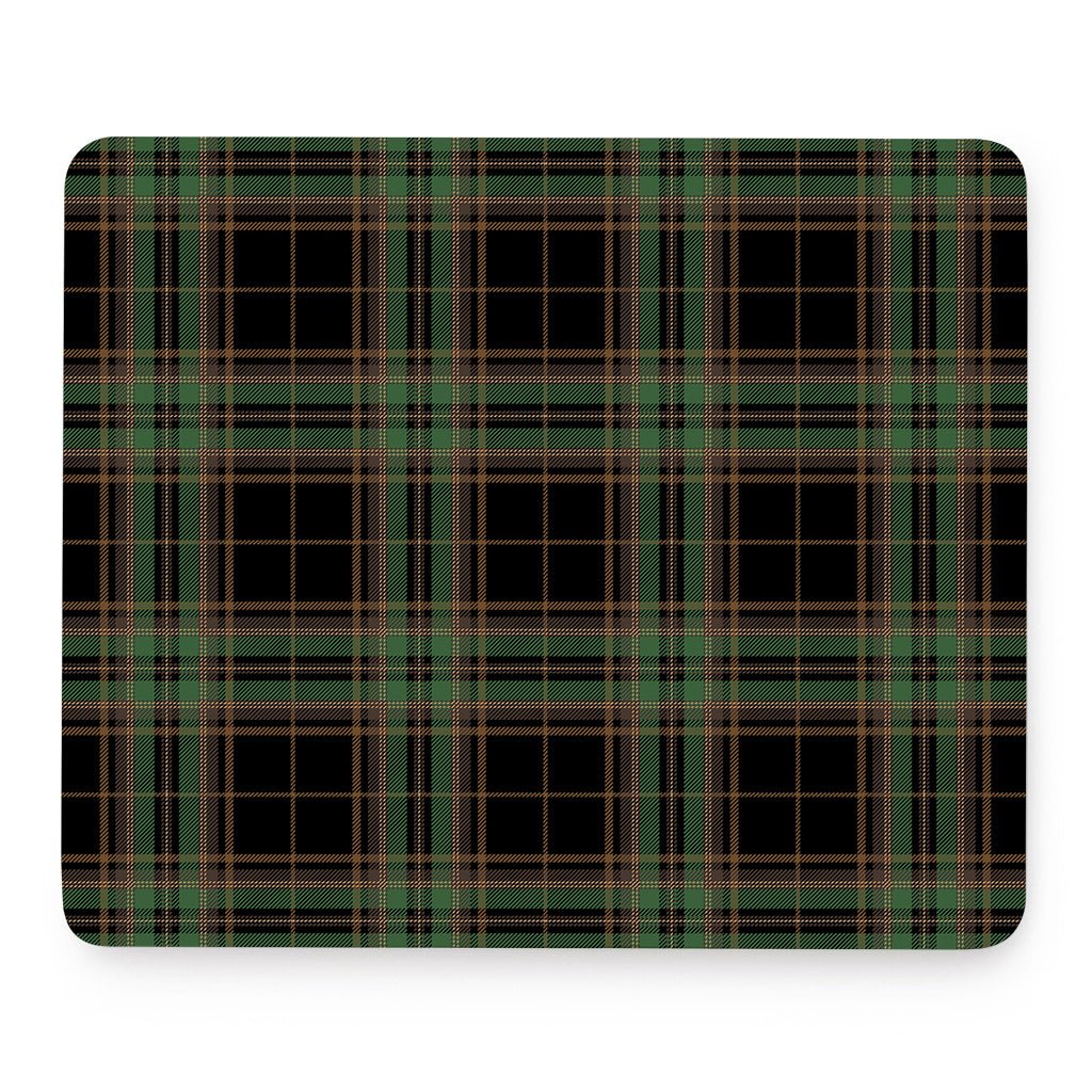 Black And Green Stewart Tartan Print Mouse Pad