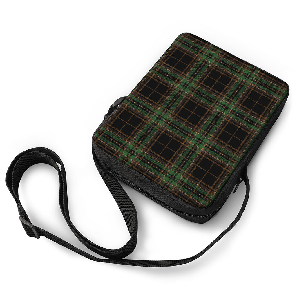 Black And Green Stewart Tartan Print Rectangular Crossbody Bag