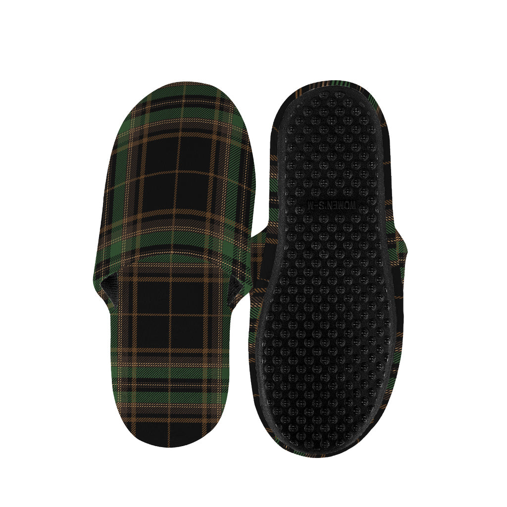 Black And Green Stewart Tartan Print Slippers