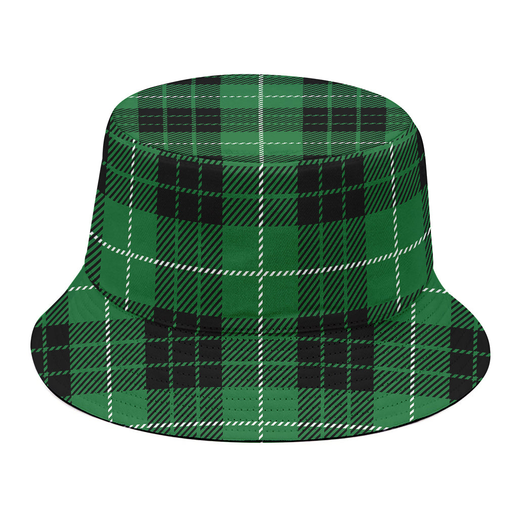 Black And Green Tartan Pattern Print Bucket Hat