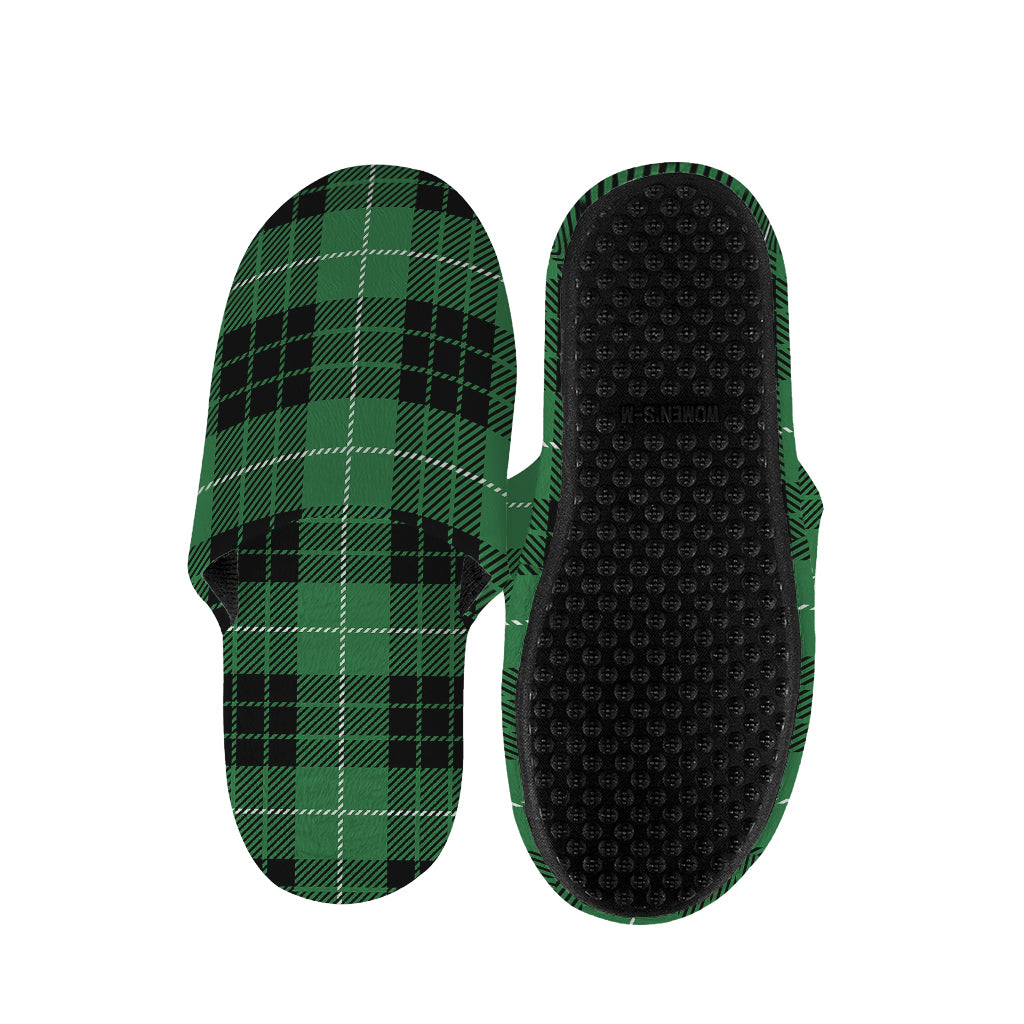 Black And Green Tartan Pattern Print Slippers