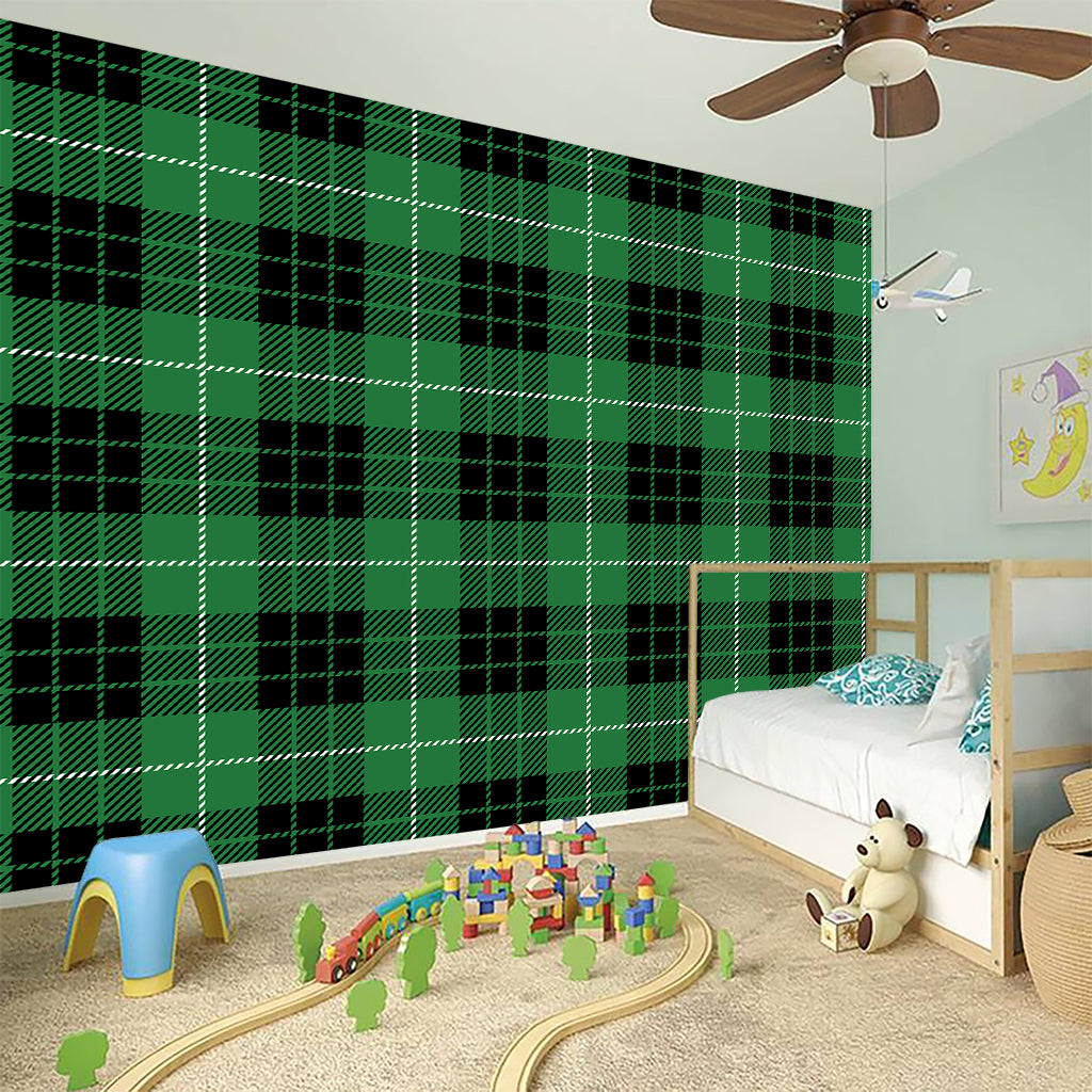 Black And Green Tartan Pattern Print Wall Sticker