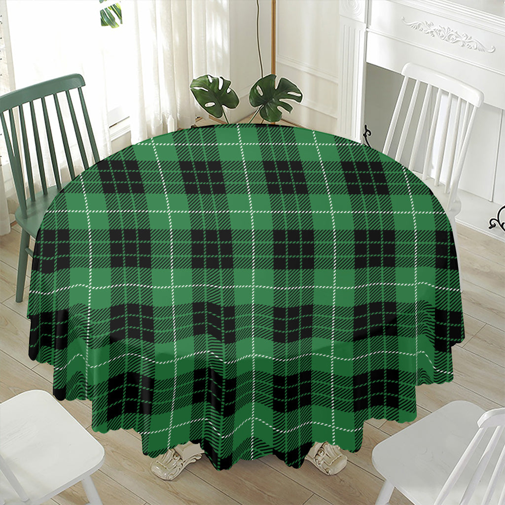 Black And Green Tartan Pattern Print Waterproof Round Tablecloth