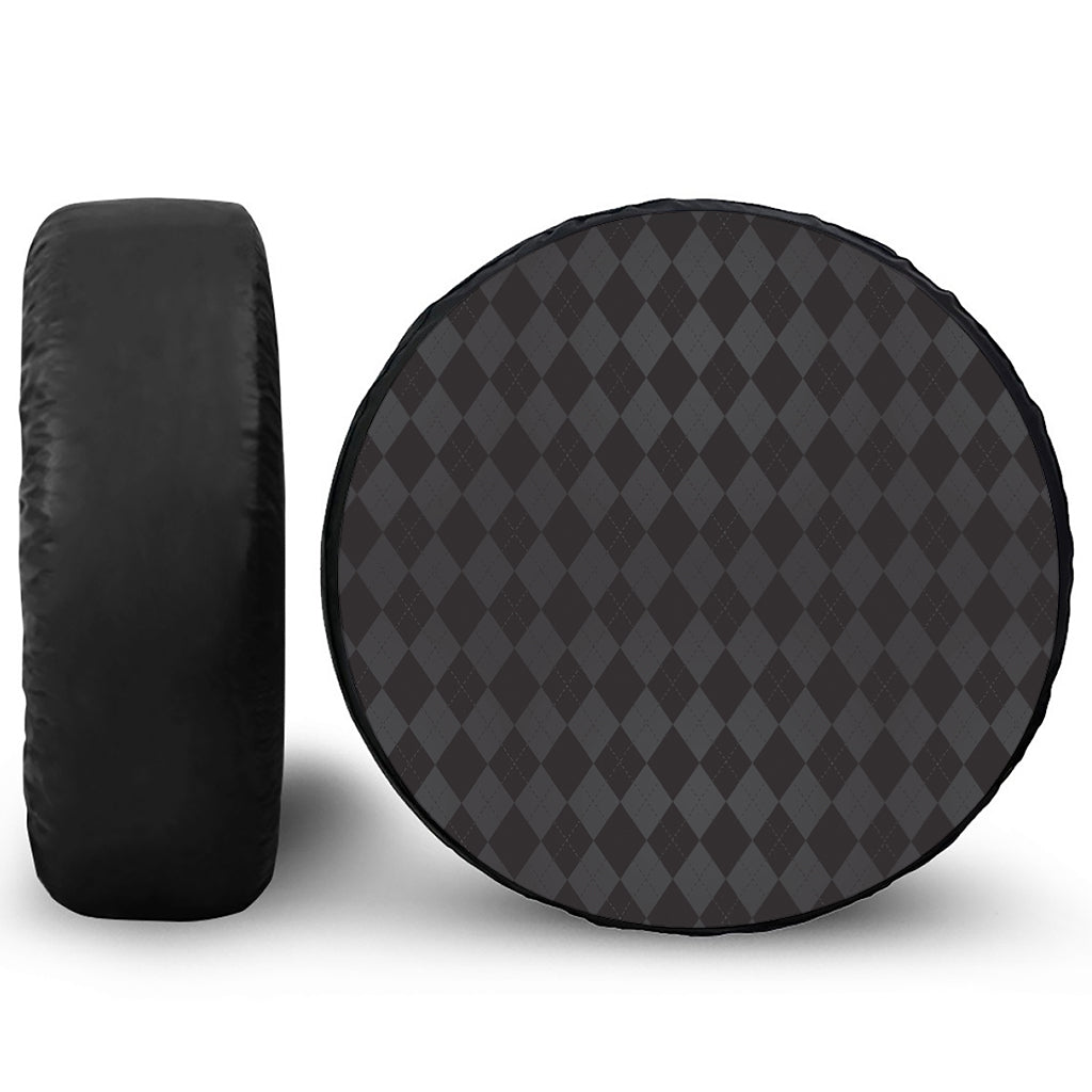 Black And Grey Argyle Pattern Print Tire Cover