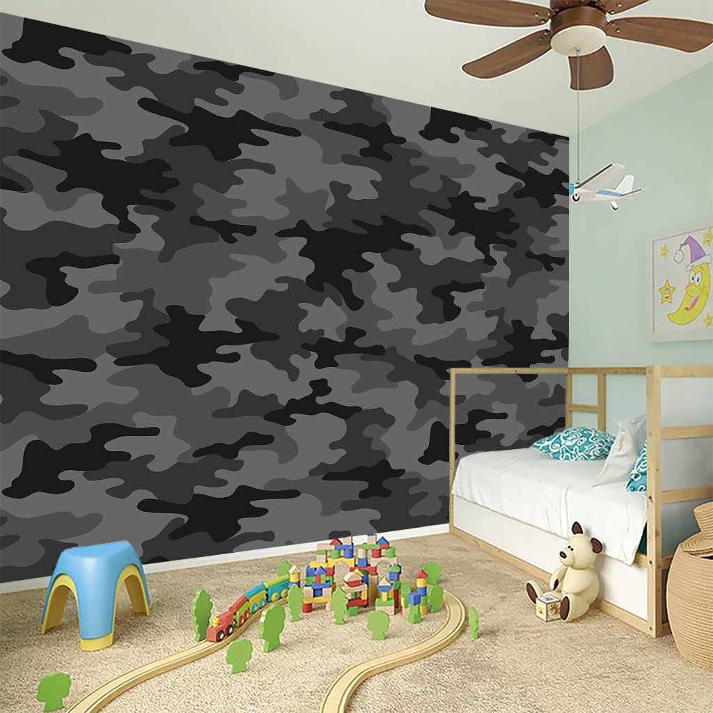 Black And Grey Camouflage Print Wall Sticker