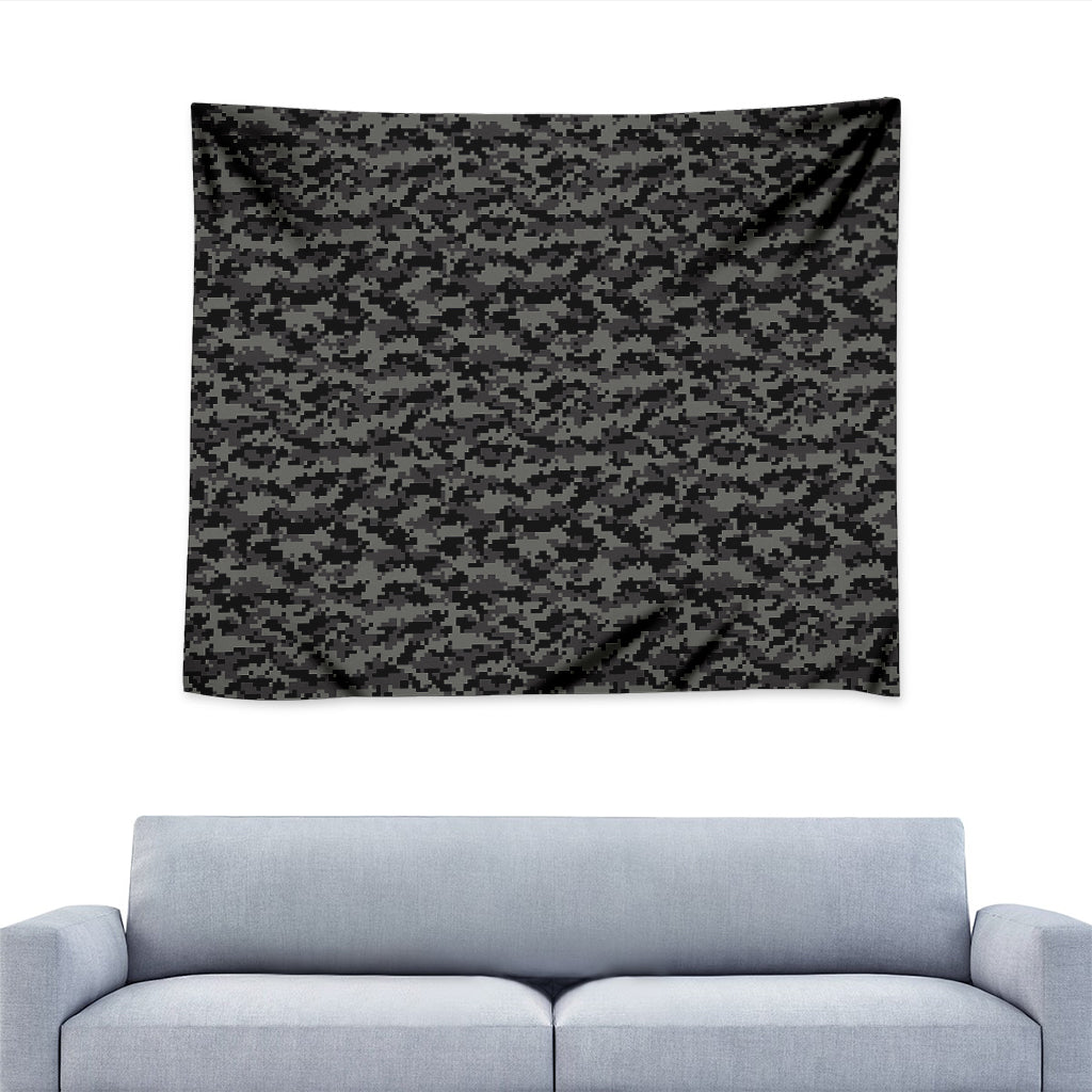 Black And Grey Digital Camo Print Tapestry