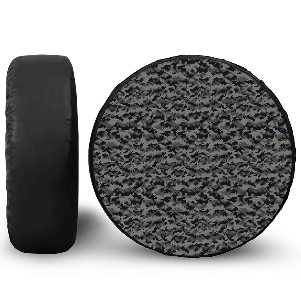 Black And Grey Digital Camo Print Tire Cover