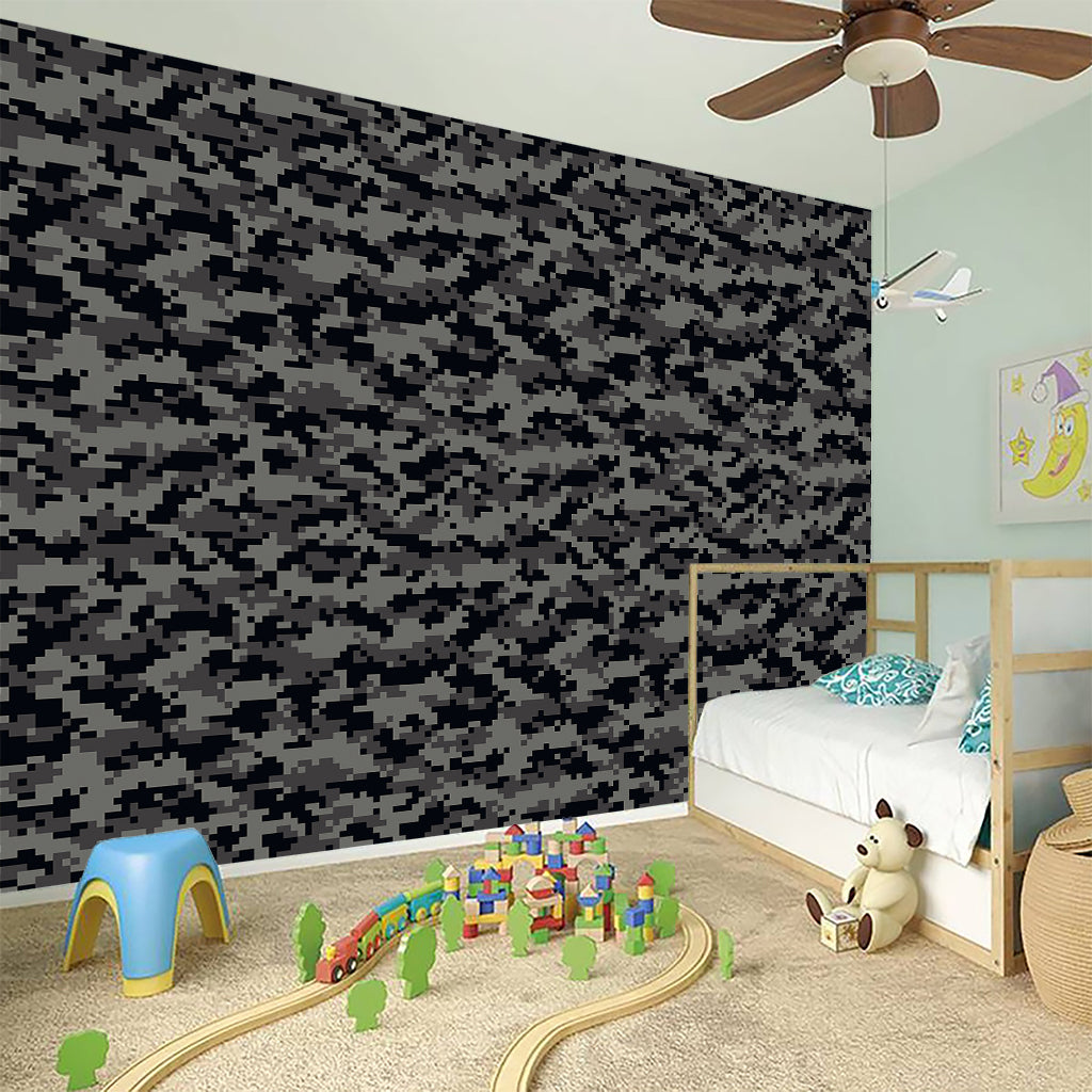 Black And Grey Digital Camo Print Wall Sticker
