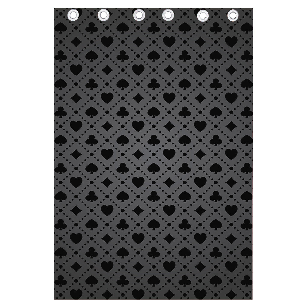 Black And Grey Playing Card Suits Print Curtain