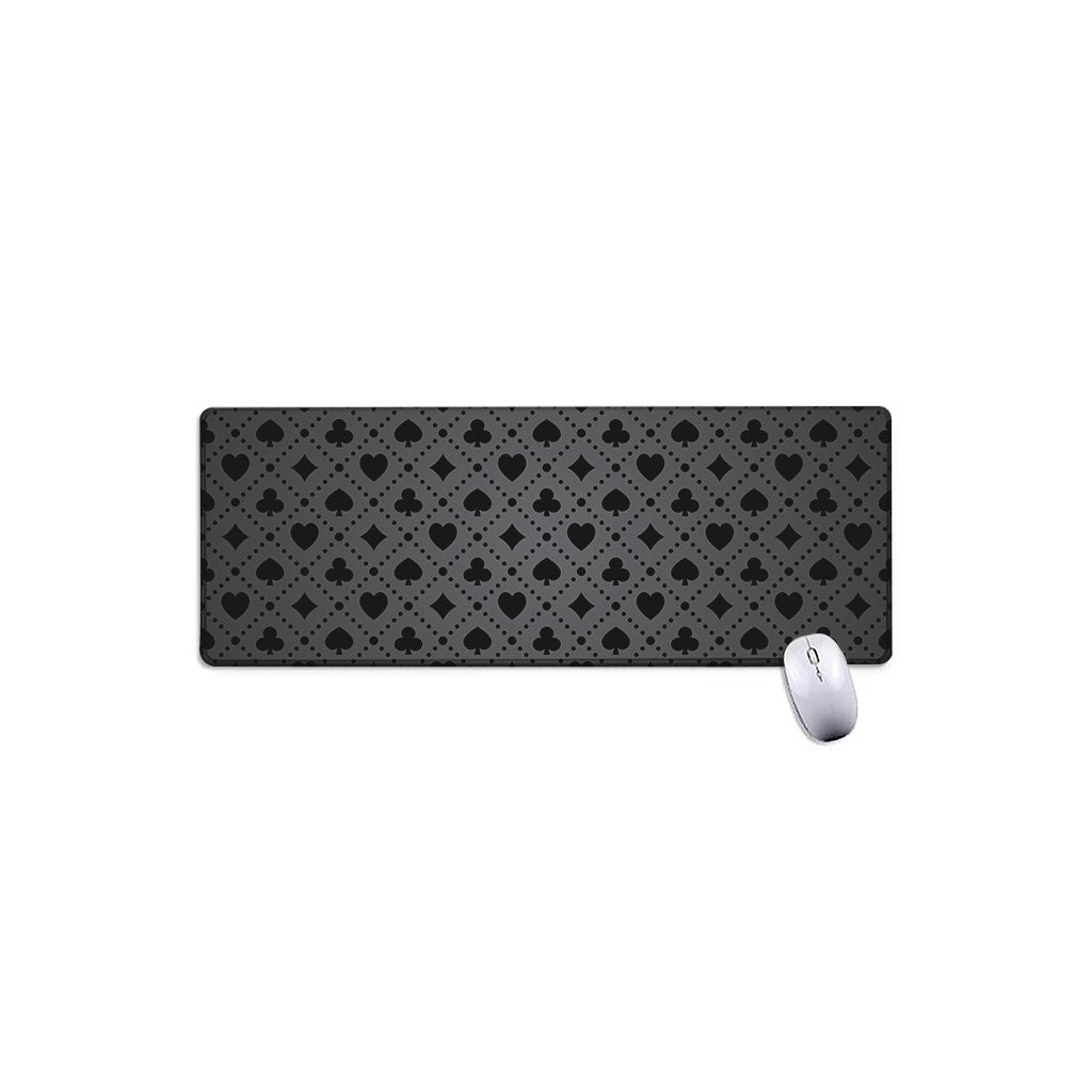 Black And Grey Playing Card Suits Print Extended Mouse Pad