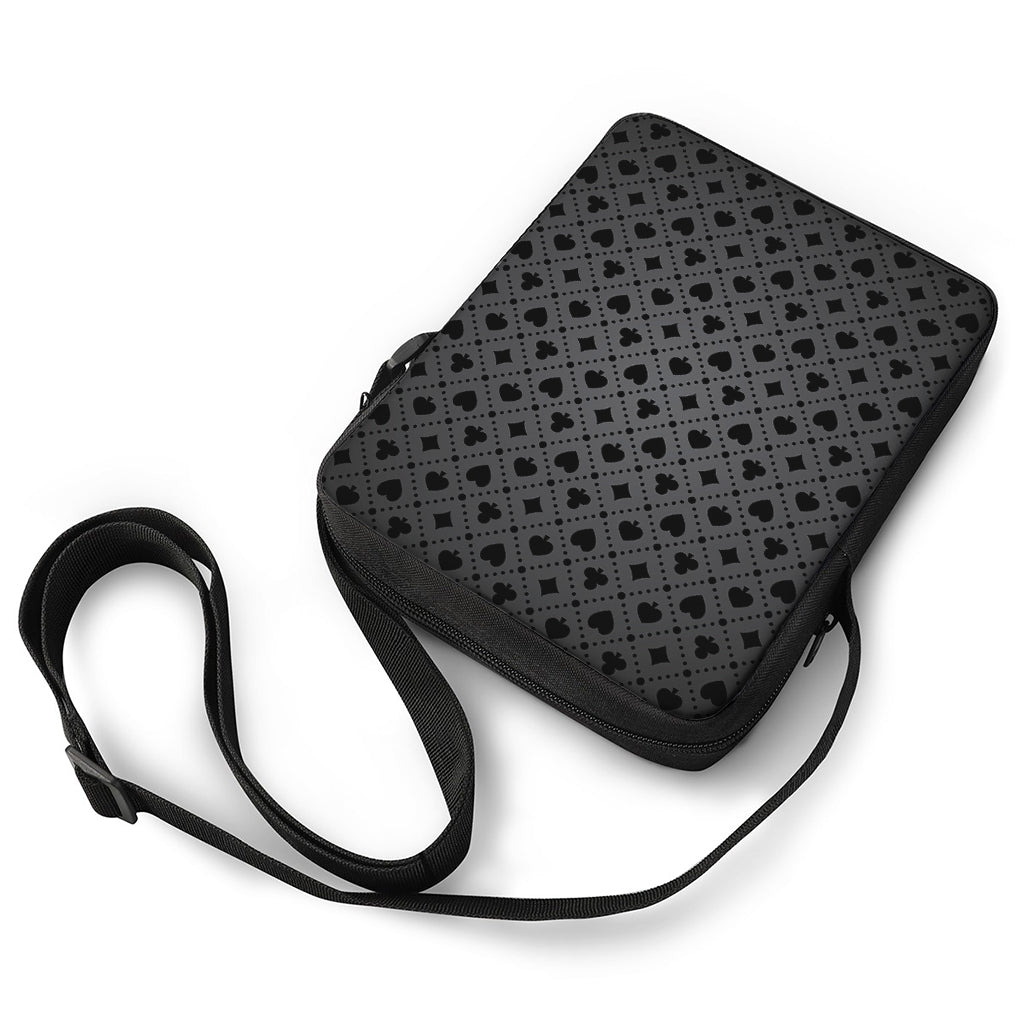 Black And Grey Playing Card Suits Print Rectangular Crossbody Bag