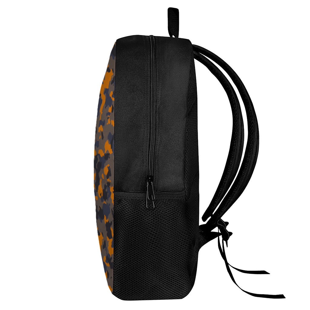 Black And Orange Camouflage Print 17 Inch Backpack