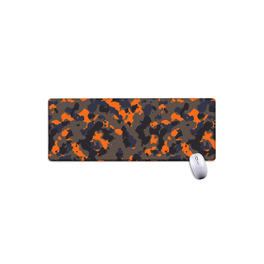 Black And Orange Camouflage Print Extended Mouse Pad