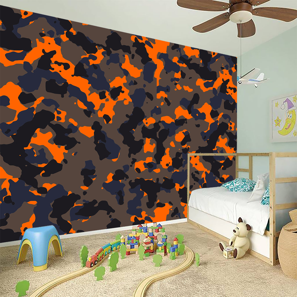 Black And Orange Camouflage Print Wall Sticker