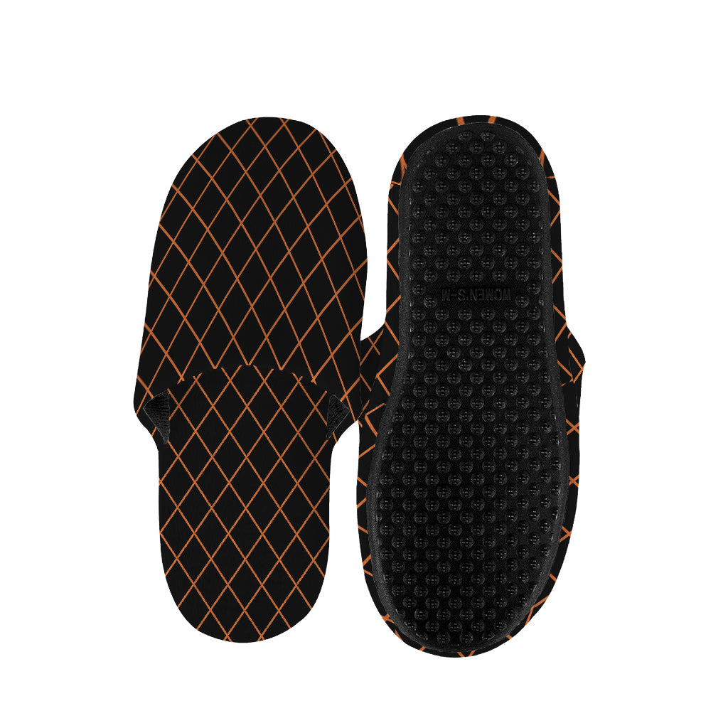 Black And Orange Harlequin Print Slippers