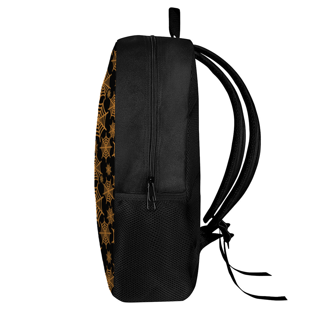 Black And Orange Spider Web Print 17 Inch Backpack