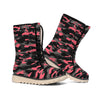 Black And Pink Camouflage Print Winter Boots