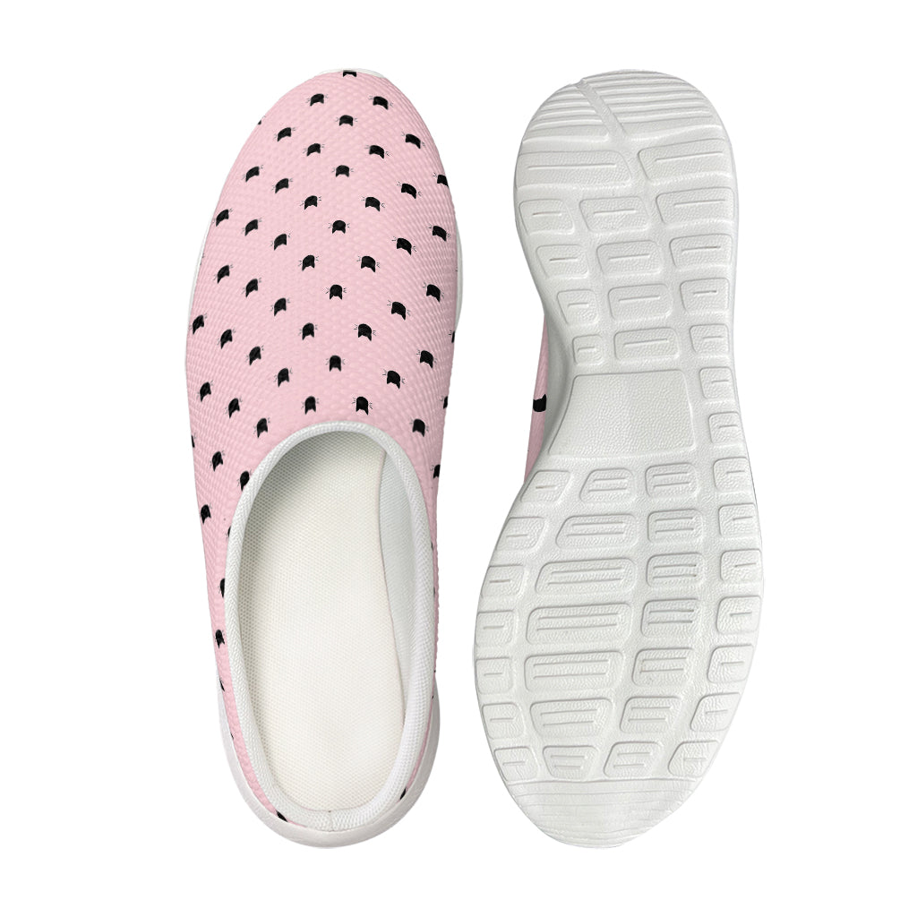 Black And Pink Cat Pattern Print Mesh Casual Shoes