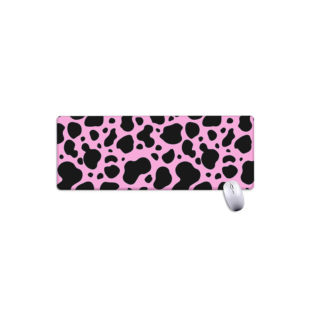 Black And Pink Cow Print Extended Mouse Pad
