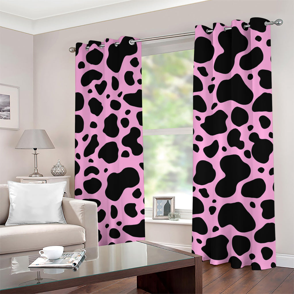 Black And Pink Cow Print Grommet Curtains