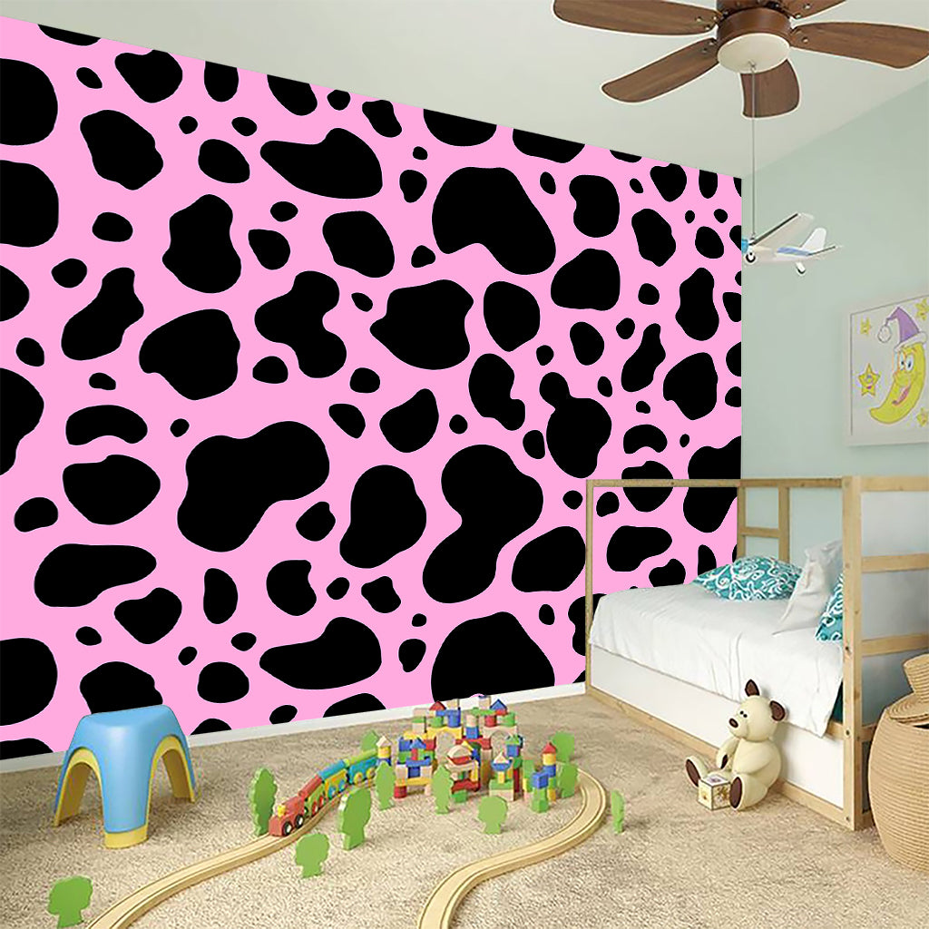 Black And Pink Cow Print Wall Sticker