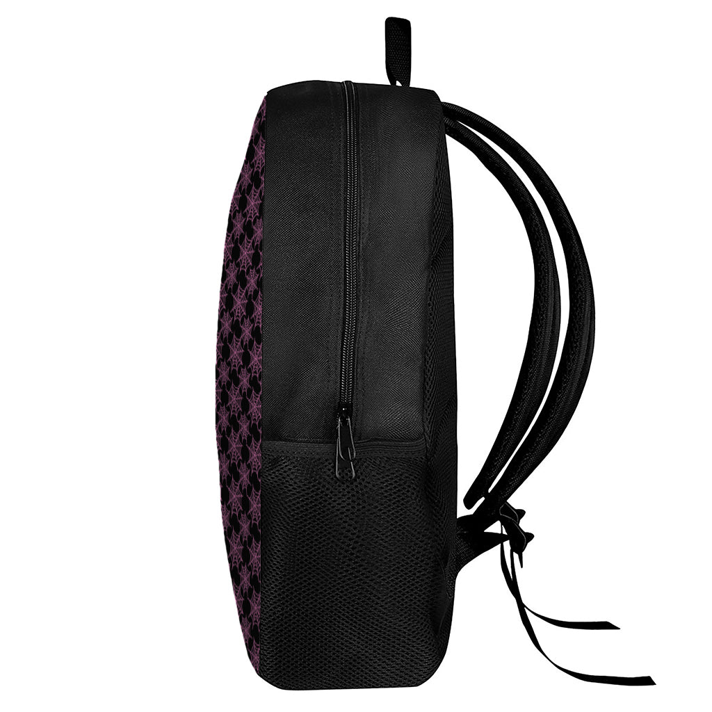 Black And Pink Spider Web Pattern Print 17 Inch Backpack