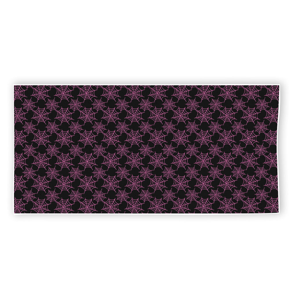 Black And Pink Spider Web Pattern Print Beach Towel