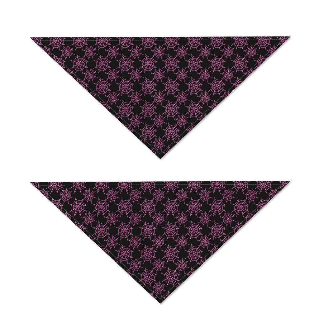 Black And Pink Spider Web Pattern Print Dog Bandana