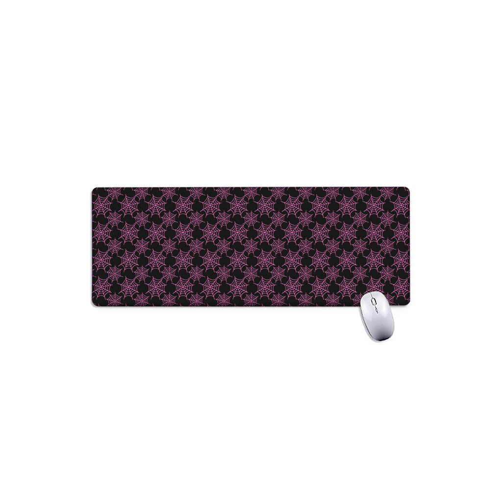 Black And Pink Spider Web Pattern Print Extended Mouse Pad