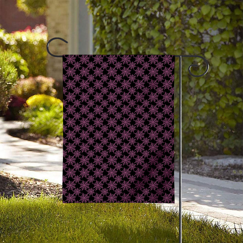Black And Pink Spider Web Pattern Print House Flag