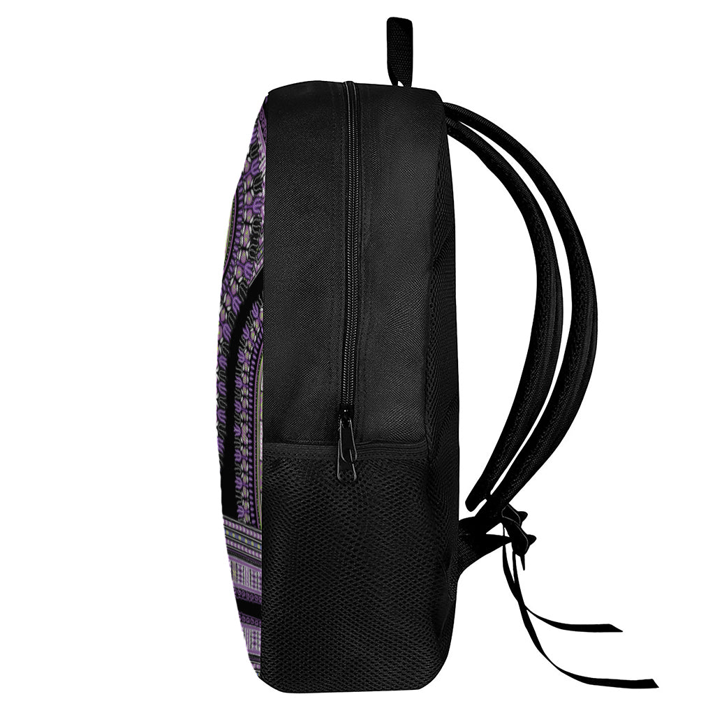 Black And Purple African Dashiki Print 17 Inch Backpack