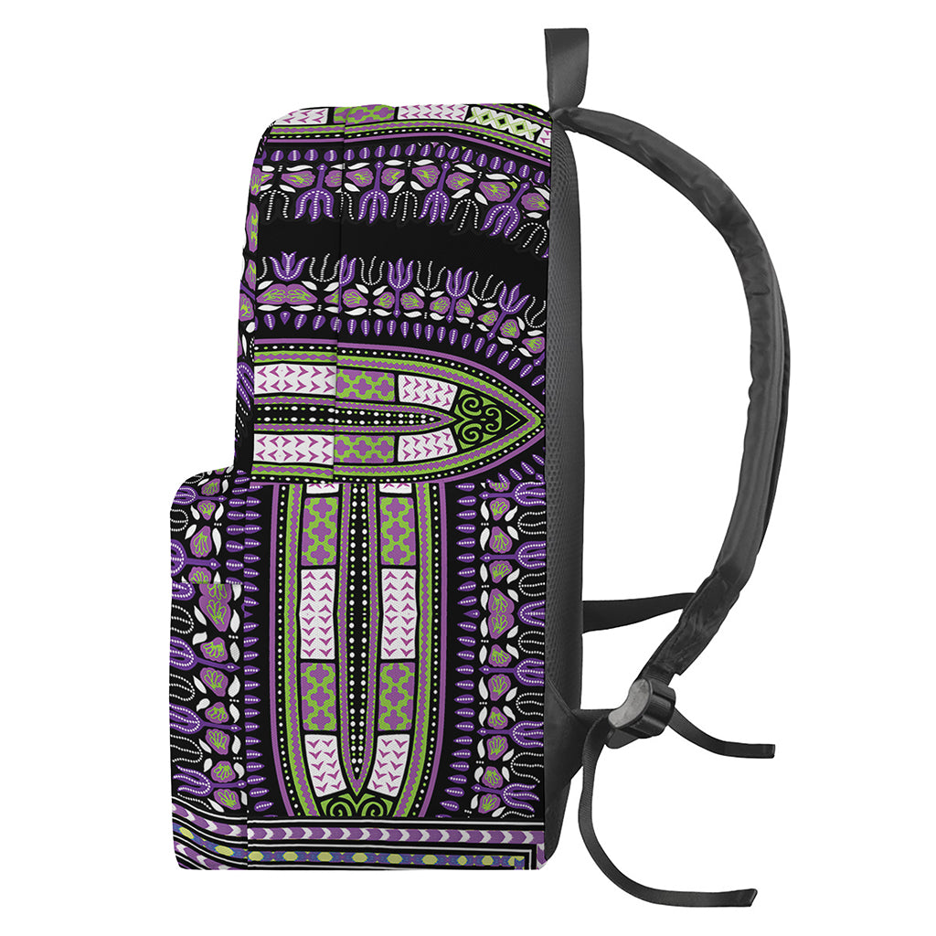 Black And Purple African Dashiki Print Backpack