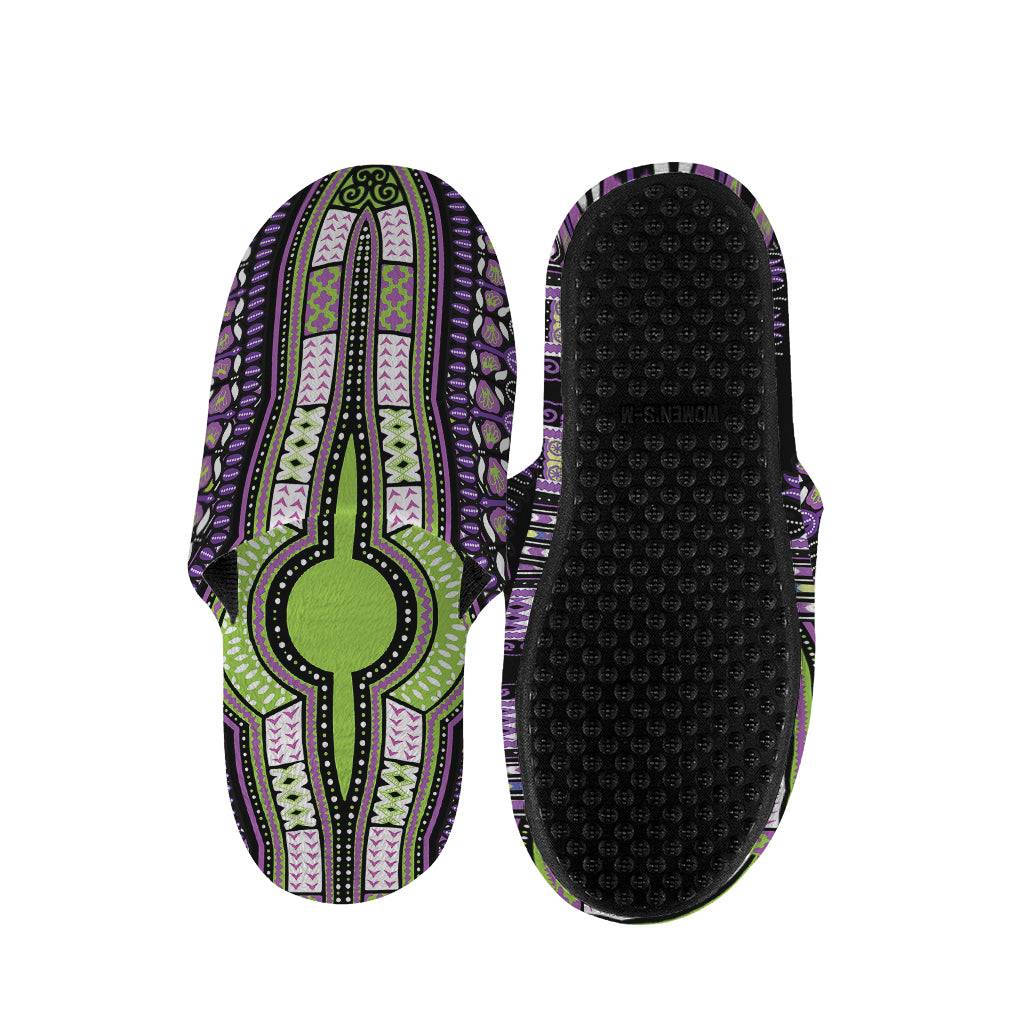 Black And Purple African Dashiki Print Slippers