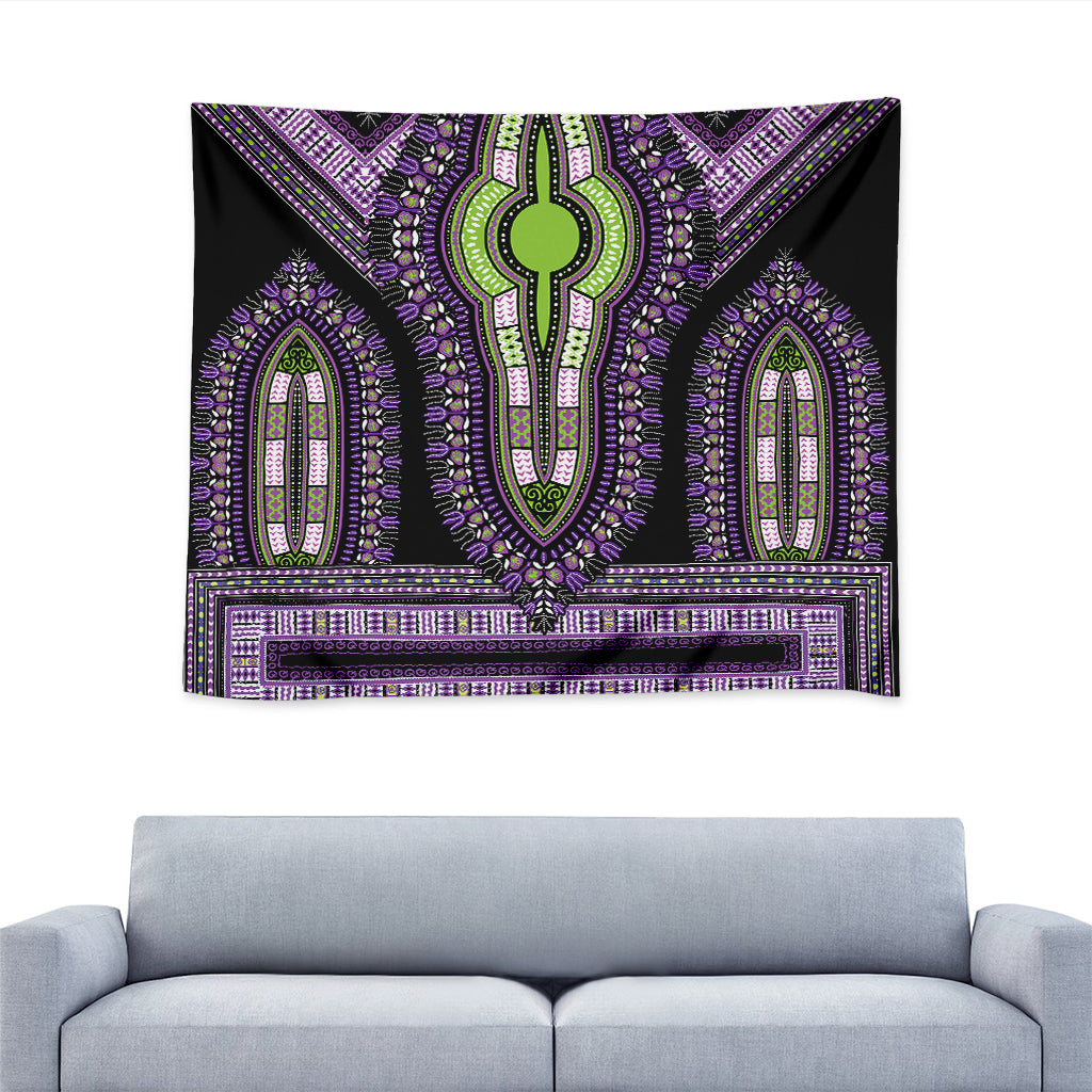 Black And Purple African Dashiki Print Tapestry