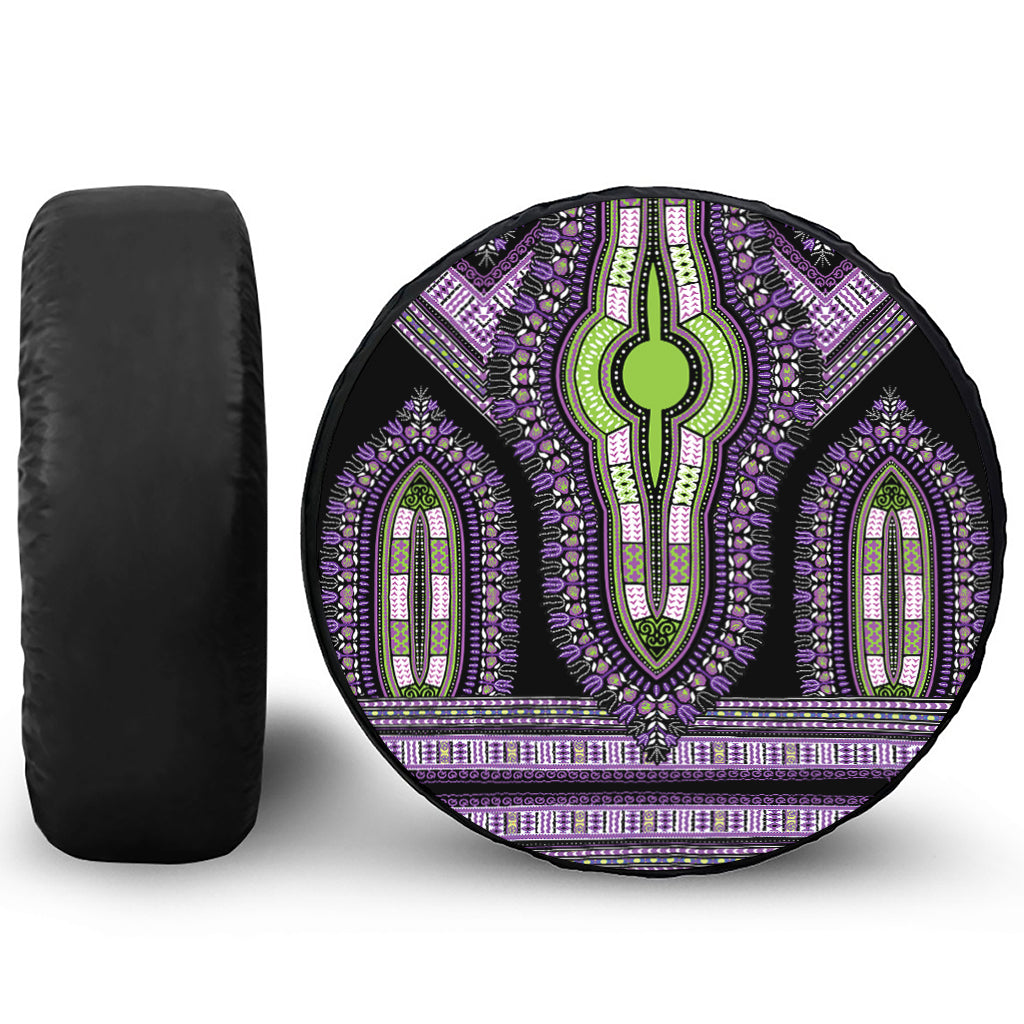 Black And Purple African Dashiki Print Tire Cover