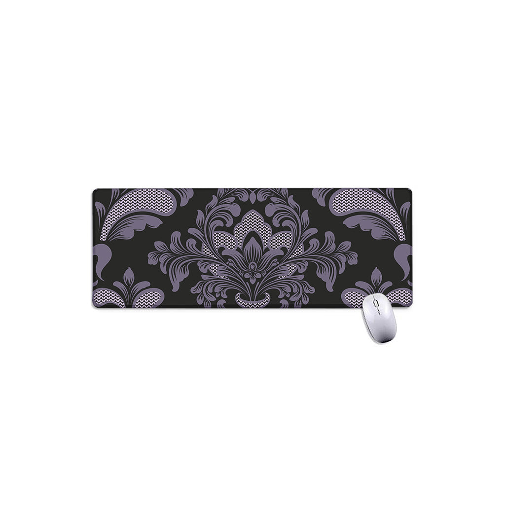 Black And Purple Damask Pattern Print Extended Mouse Pad