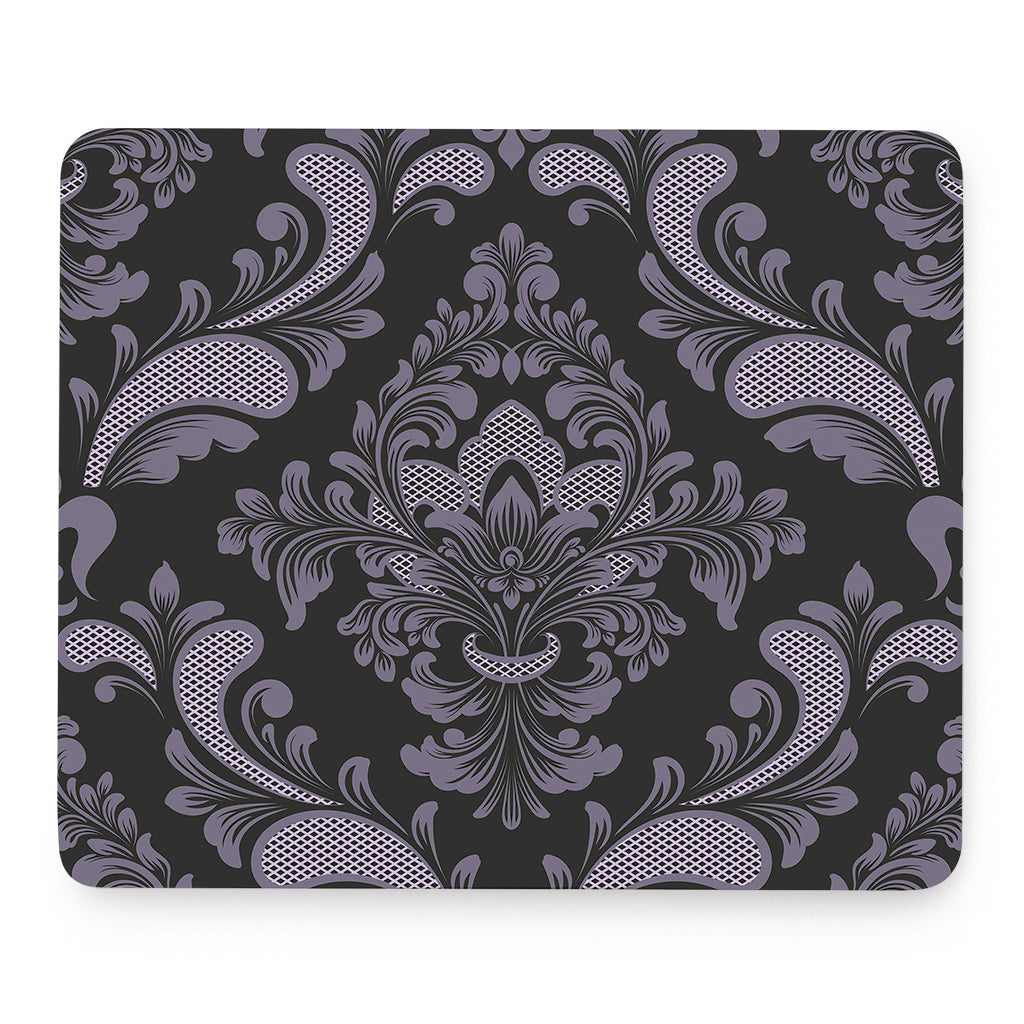 Black And Purple Damask Pattern Print Mouse Pad